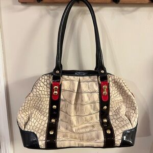 Marino Orlandi Beige Crocodile Leather Large Boxy Purse Crossbody Bag